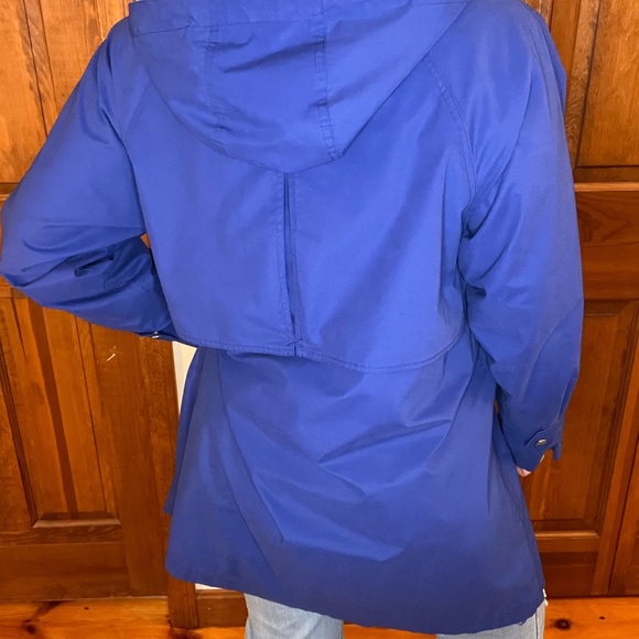 Vintage London Fog Blue Rain Trench Coat Hood Preppy Old Money Dopamine Gorpcore - Picture 5 of 12